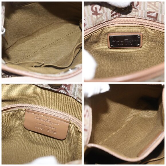 Salvatore Ferragamo Shoulder Bag Canvas Leather Brown Silver Auth BA5611